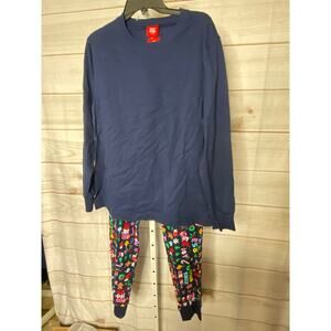 Brand New Family PJ's Men's Size Large Blue Christmas Pajama Lounge Set